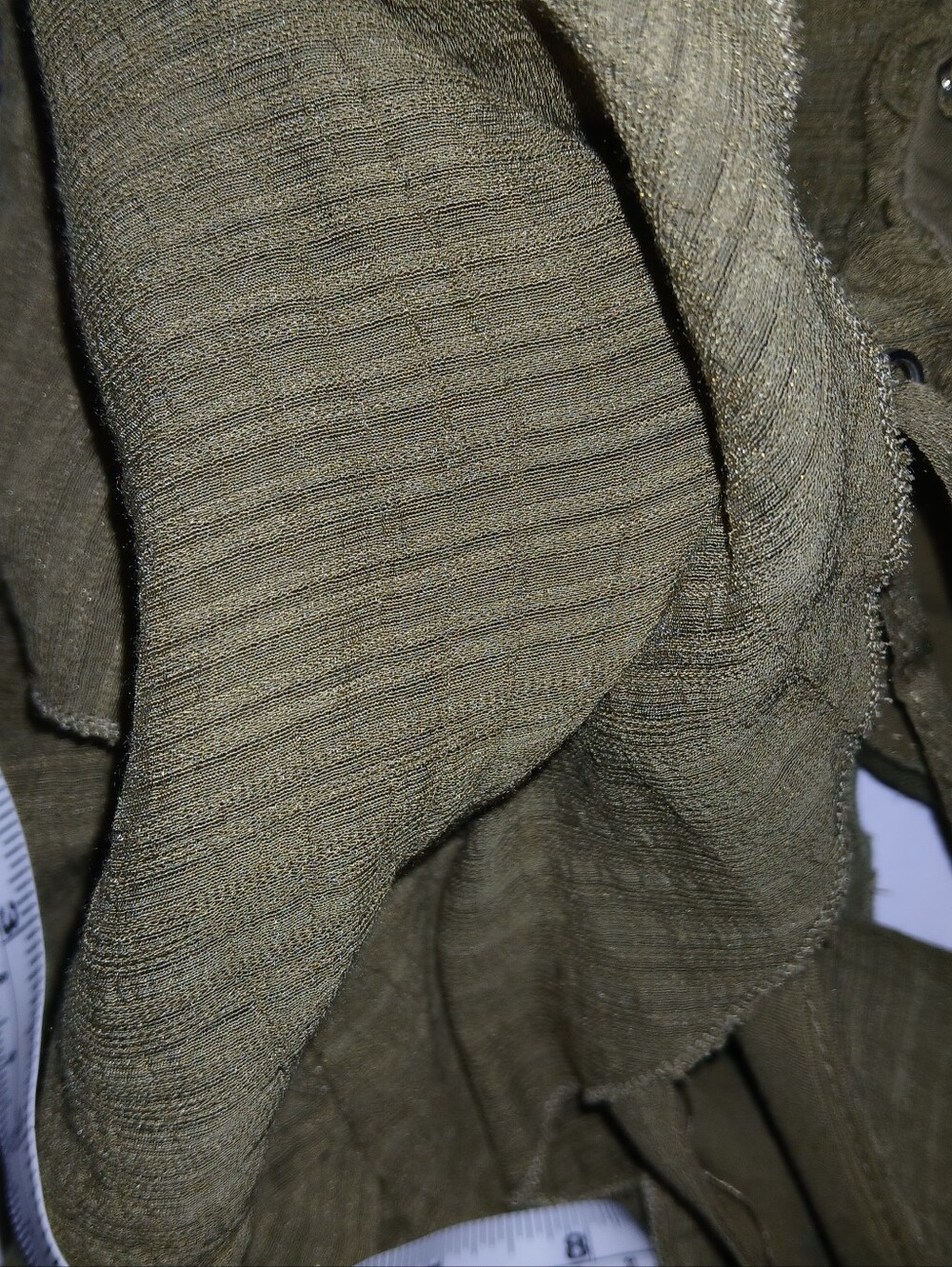 Zara Ruffled Deep V-Neck Tie Front Camisole, Semi Sheer, Olive - Picture 6 of 8